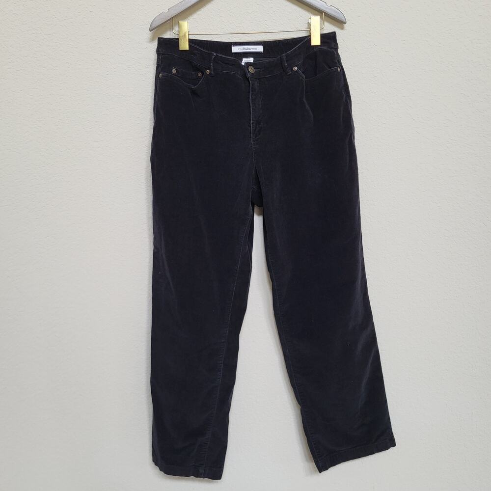 Croft & Barrow Black Corduroy Straight Leg Pants Womens 14 Average Stretch 34x29